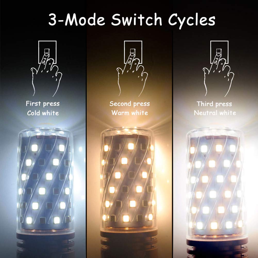 3-in-1 LED 12 Watt Light Home Decor Bulb with E-14 Base (Tricolor - Warm White, Cool White And Natural White)