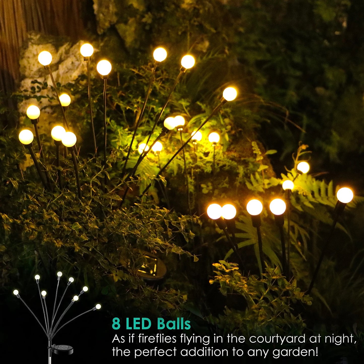 Solar Garden Firefly Ball Lights (Pack of 2, 8 Balls)