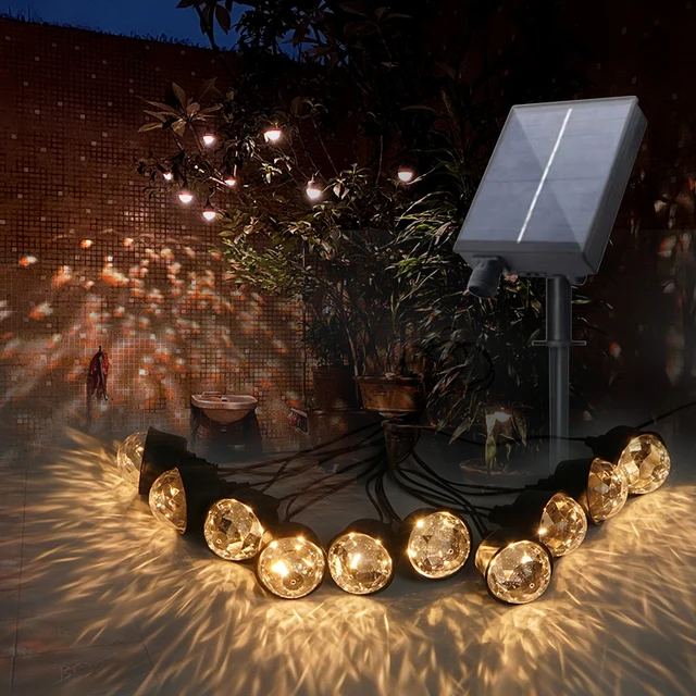 Solar Disco Party Outdoor String Lights Warm-Green(10 Lamps)