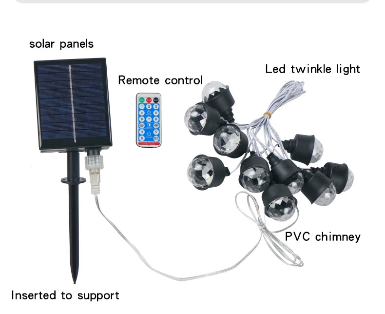 Solar Disco Party Outdoor String Lights Warm-Green(10 Lamps)