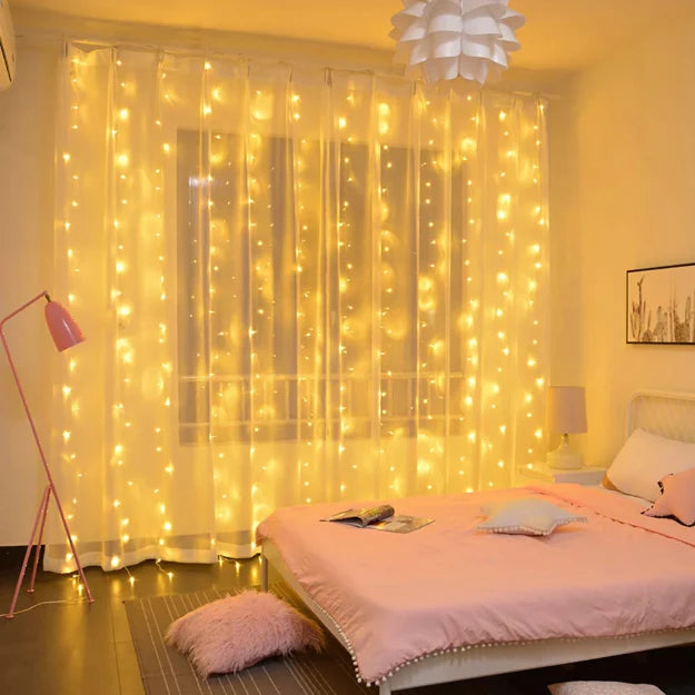 Glimmer Lightings home decoration curtain LED fairy string lights for Diwali Christmas Party and weddings