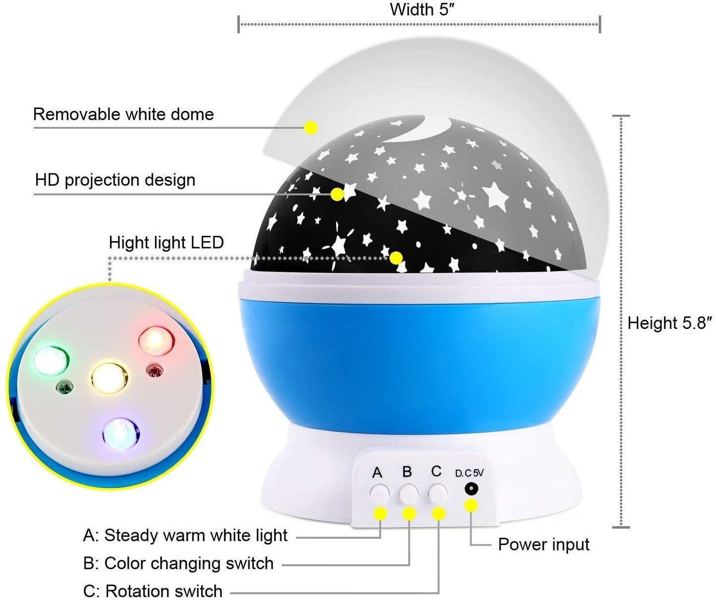 Star Moon Starmaster Lamp Light USB Powered (Multicolour)