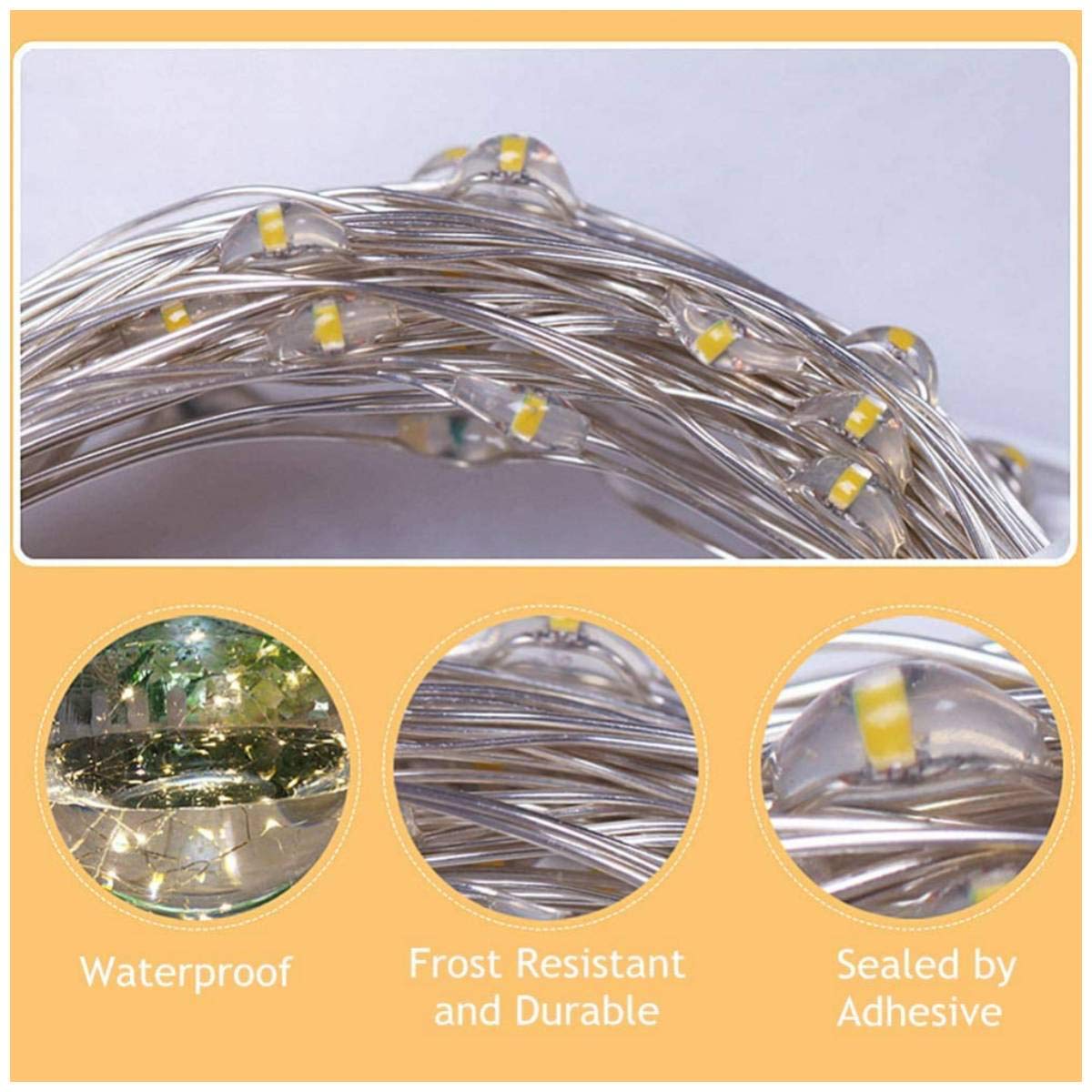 Transparent Clip String Light Battery Powered (Warm White, 2 Meters)