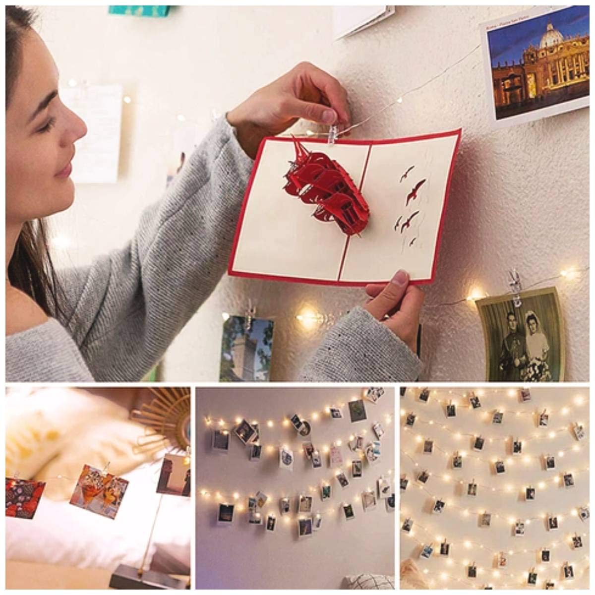 Transparent Clip String Light Battery Powered (Warm White, 2 Meters)