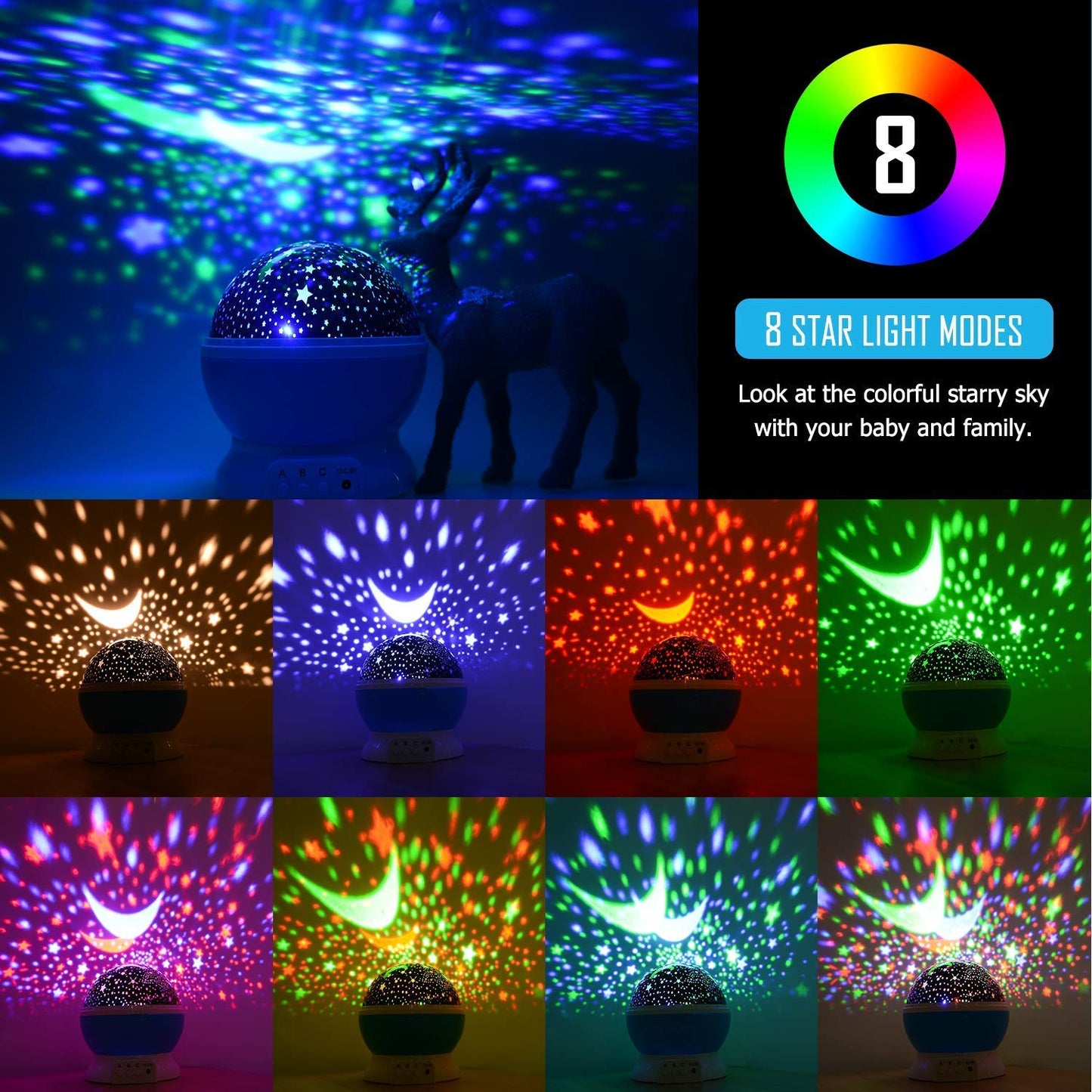 Star Moon Starmaster Lamp Light USB Powered (Multicolour)