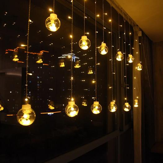 Wish Ball Curtain String Light (Warm White, 12 Balls)