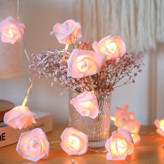 Pink Roses Flower String Light (Pink, 10 Roses)