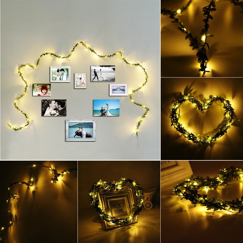 Glimmer Lightings home decoration leaf bedroom LED string lights for Diwali Christmas Party balcony and weddings
