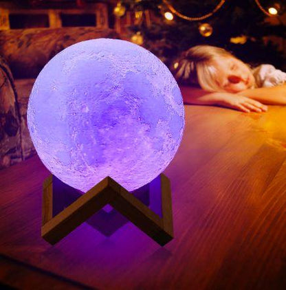 3D Moon Lamp Touch Light USB Rechargeable (Multicolour, 10 CM)