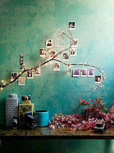 Lilone Photo Clip String Lights Warm White Rice (30 Bulb 5 Meters) with  Designer Wooden Clips