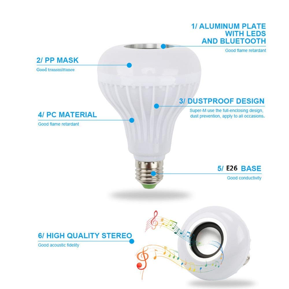 Bluetooth Colour Bulb Light E27 (Multicolour, 10 CM)