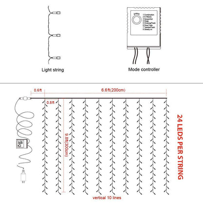 Curtain String Light (White, 9 Foot)