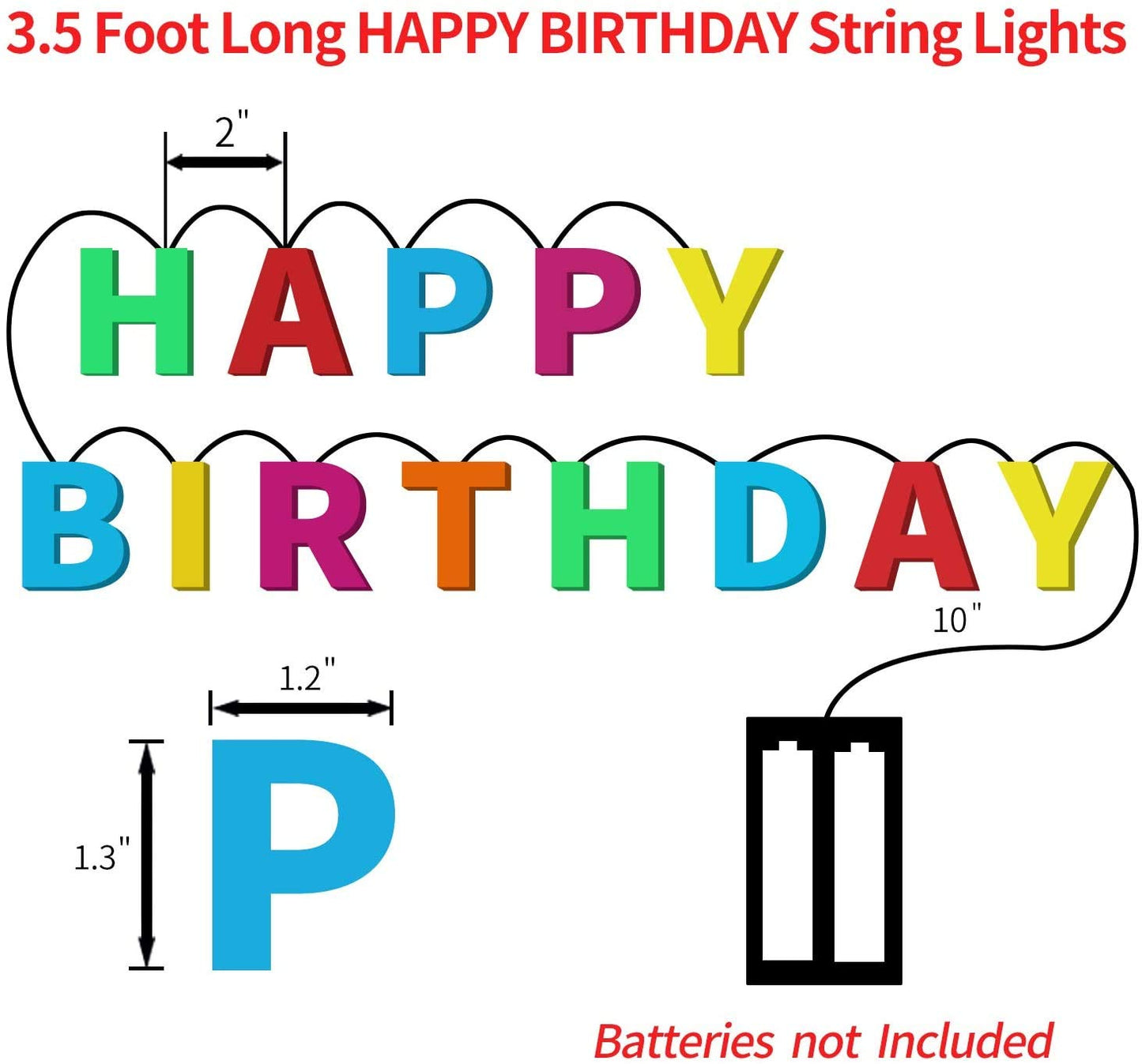 Happy Birthday String Lights (Multi, 3.5 Foot)
