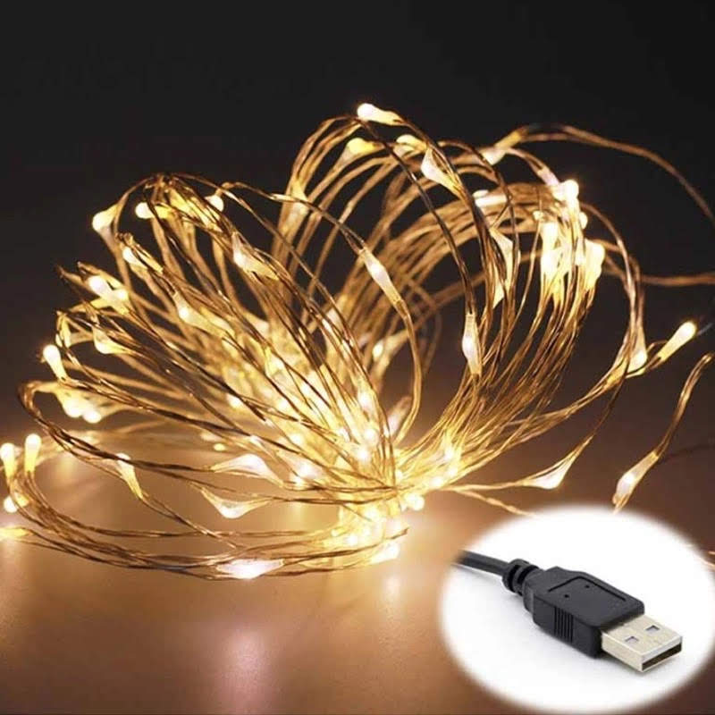 Fairy Thin String Light USB Powered (Warm White, 5 Meters)
