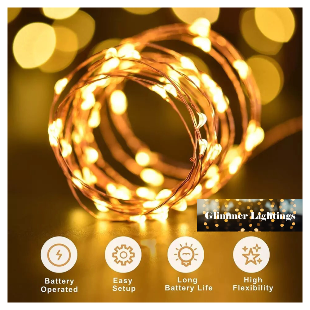 Fairy Thin String Light Battery Powered (Warm White, 5 Meters)